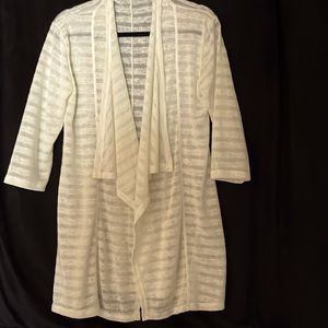 OFF WHITE STRIPED KNIT CARDIGAN - LIGHTWEIGHT SIZE L